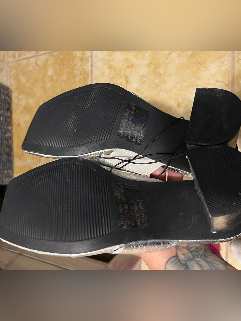 torrid Silver Metallic Square-Toe Thong Mules - Picture 3 of 4